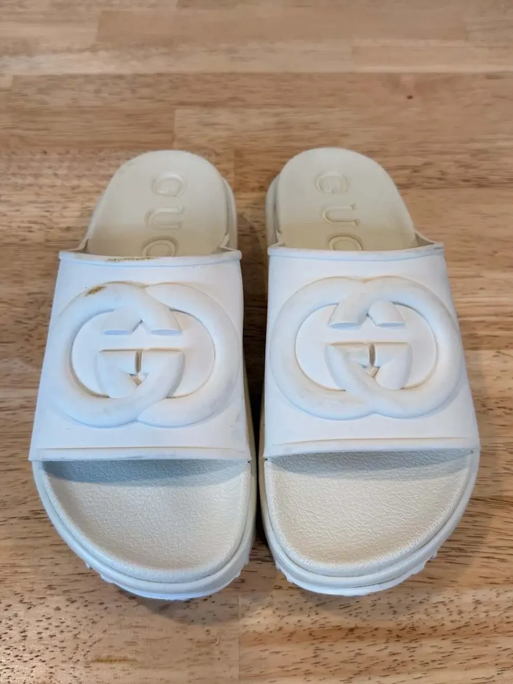 Gucci Interlocking G Platform Rubber Slide Sandals Size 7.5-8